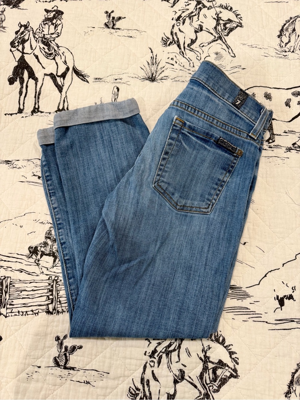 7 For All Mankind “Cropped & Rolled” Jeans - Super Soft - Size 24